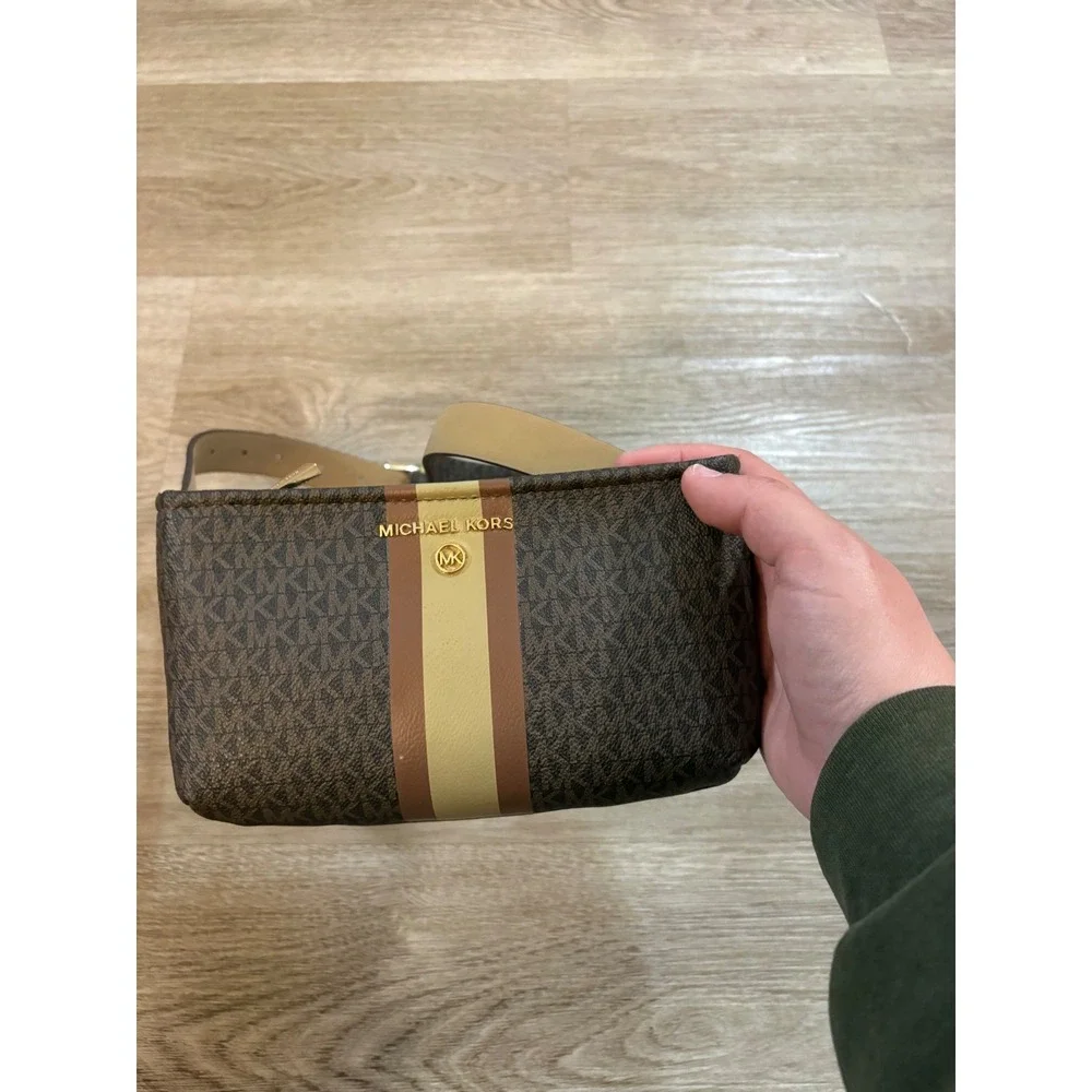Michael Kors MK Monogram Brown Waist Bag Belt Bag Gold Hardware